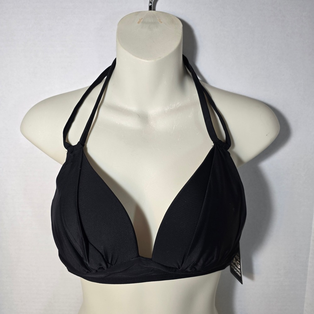 BMJL Women's Medium Black‎ Halter Bikini Swimsuit Top Ties in Back